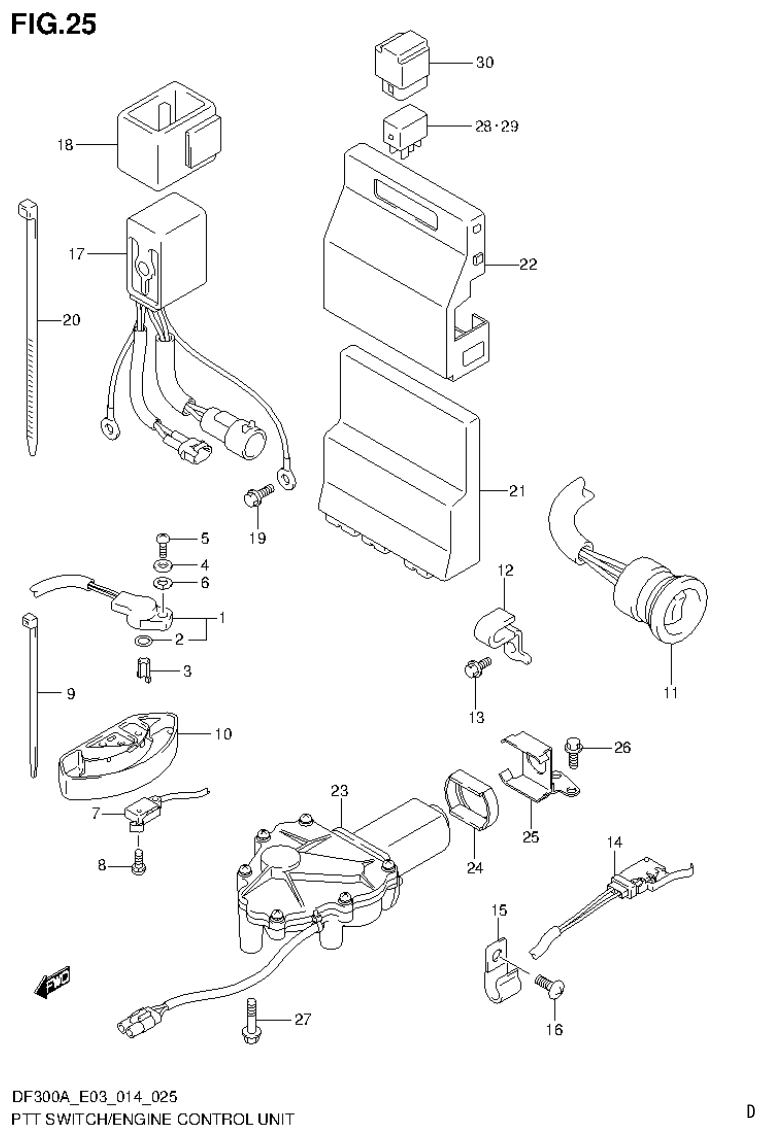 Suzuki DF250AP PTT SWITCH/ENGINE CONTROL UNIT (DF250A E03) parts diagram